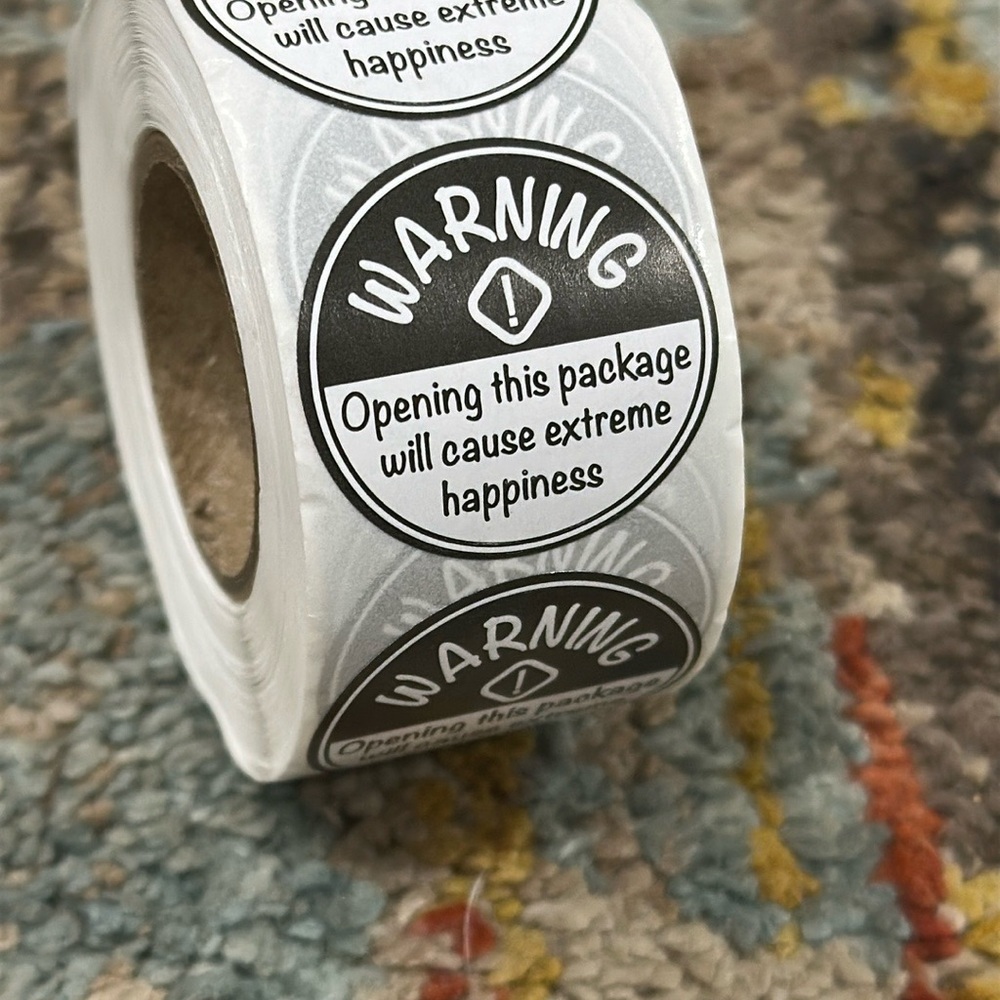 500 Stickers FUN Warning Label Stickers Roll for Gifts or Packaging Roll of 500